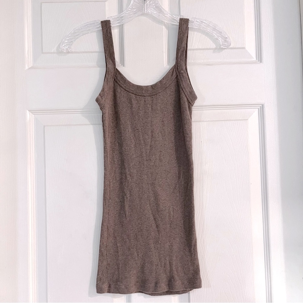 🌻3/$20 Arizona Jean Company Stretchy Ribbed Mocha Brown Tank Top, Size M